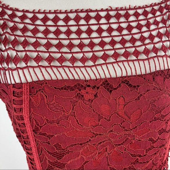 Cato Red Lace Midi Dress Size 8 - Picture 4 of 10